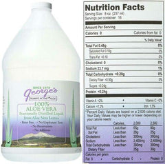 George's Always Active Aloe vera label close-up highlights clean ingredients