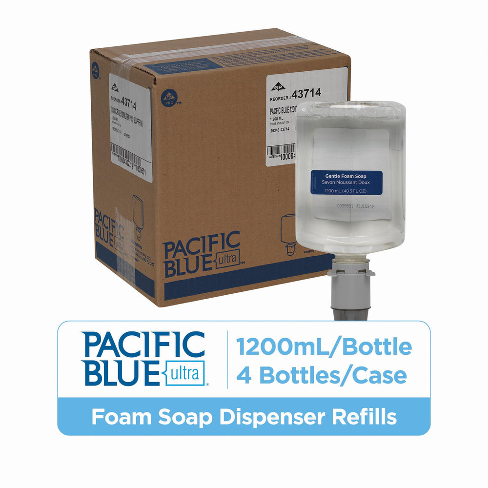 Georgia-Pacific Pacific Blue refill bulk packaging highlights eco-friendly packaging.
