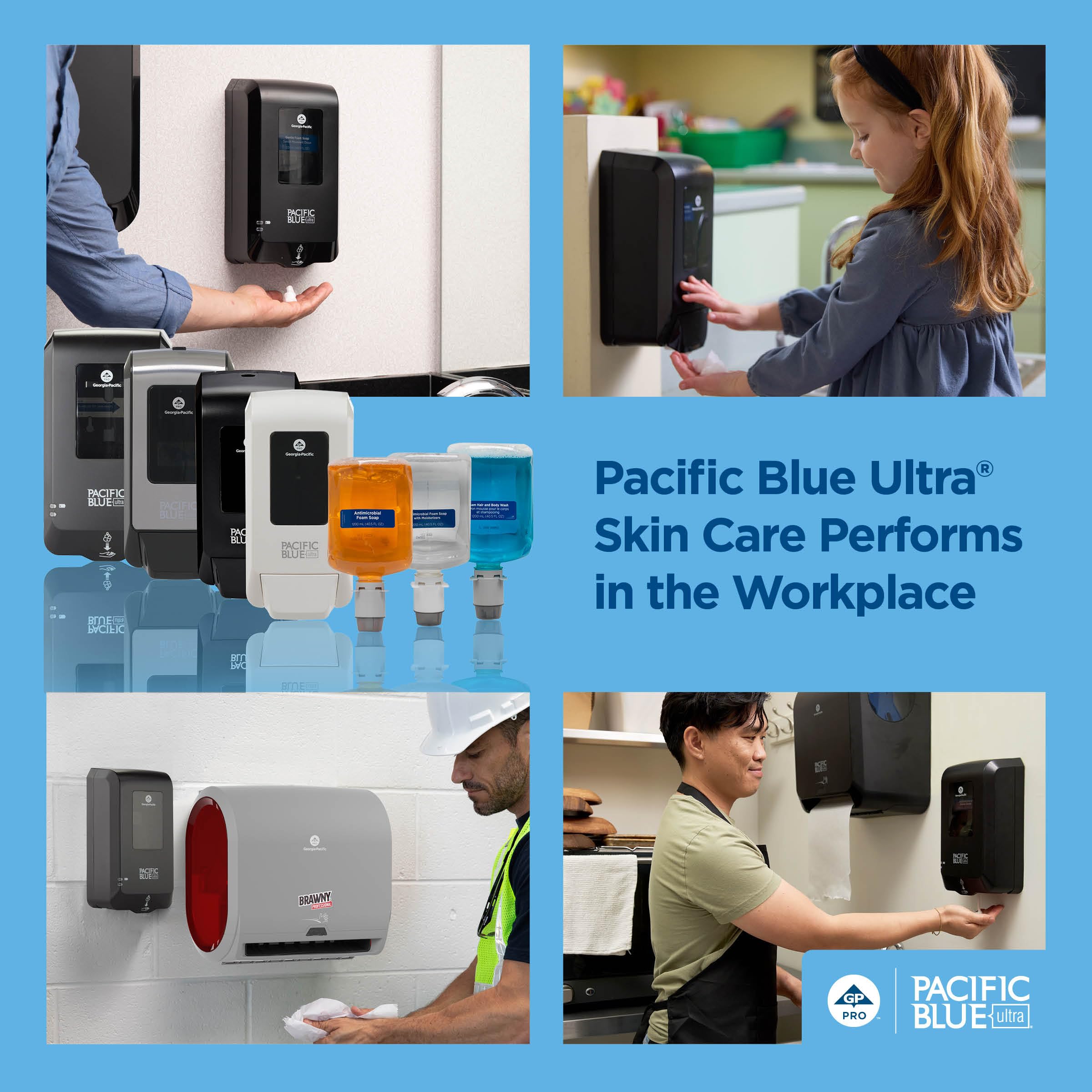 Georgia-Pacific Pacific Blue foam refill closeup of foaming pump for smooth lather.