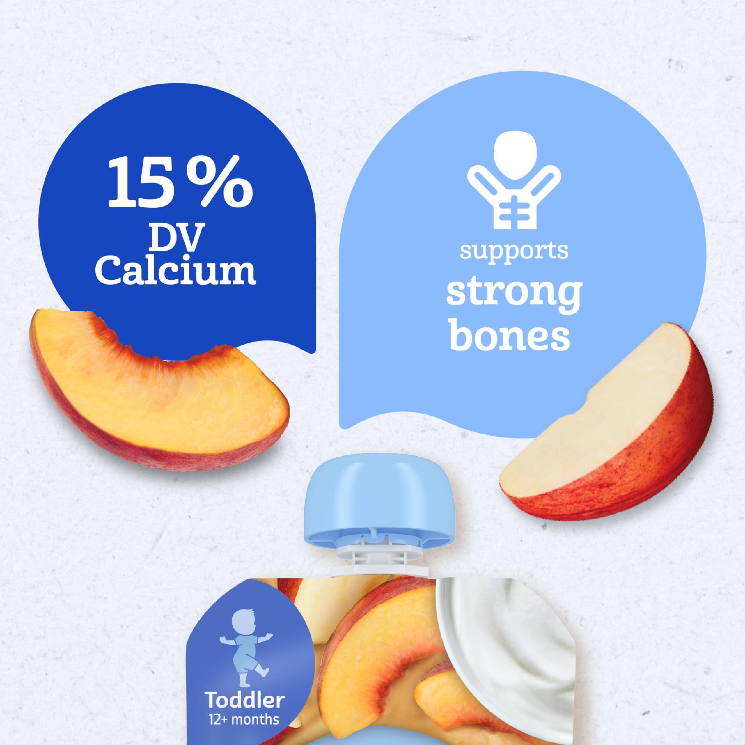 Gerber 12-pack 3.5 oz pouches for steady toddler portions.