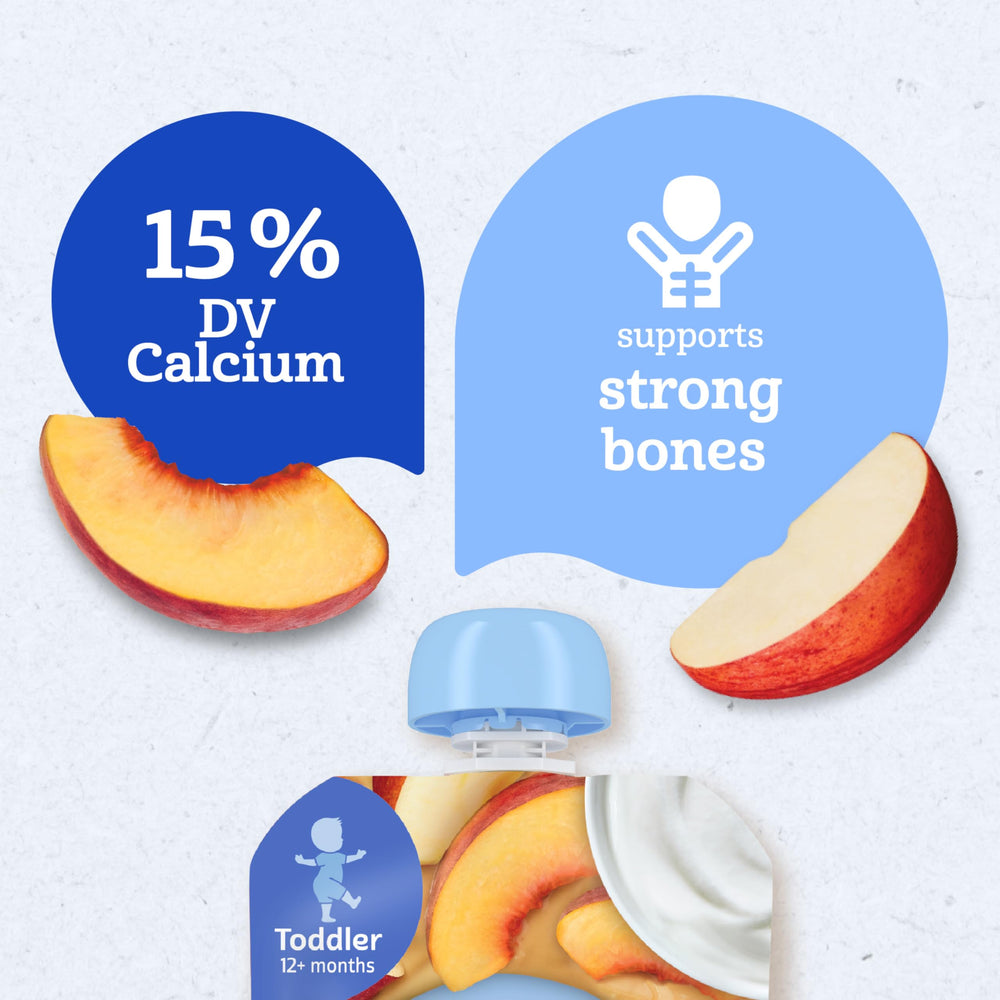 Gerber 12-pack 3.5 oz pouches for steady toddler portions.