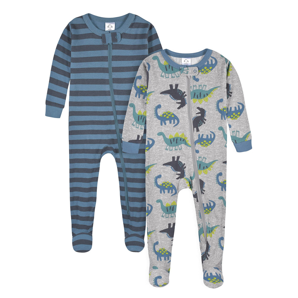 Gerber baby footed pajamas gray geometric pattern for breathable nights