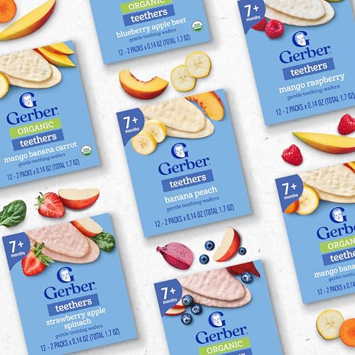 Gerber Banana Peach Teething Wafers family-friendly snack trusted by families.