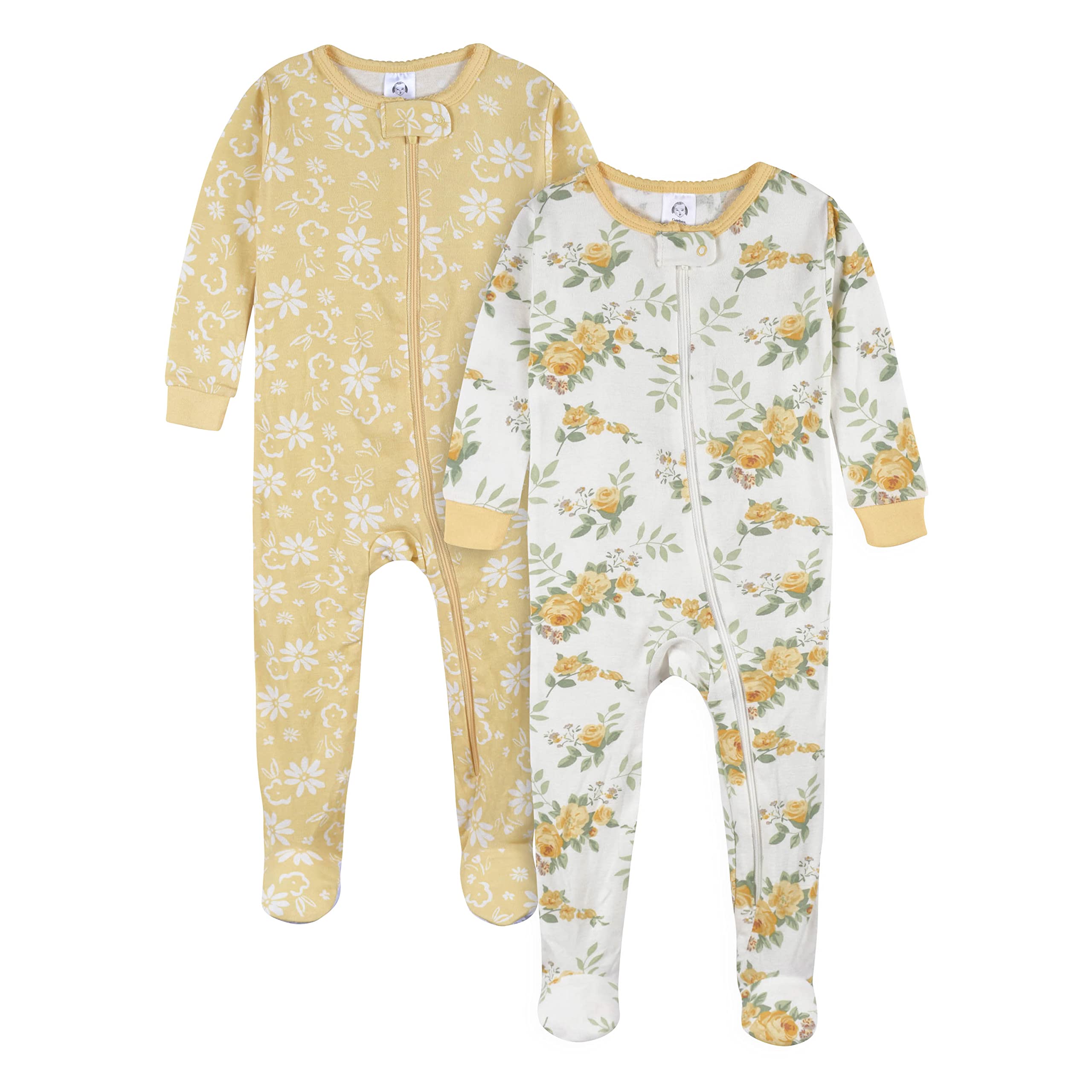 Gerber fox print slate footed pajamas offer playful bedtime style.