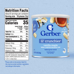 Gerber Lil Crunchies Vanilla Maple baby-hand-holding, promotes self-feeding.