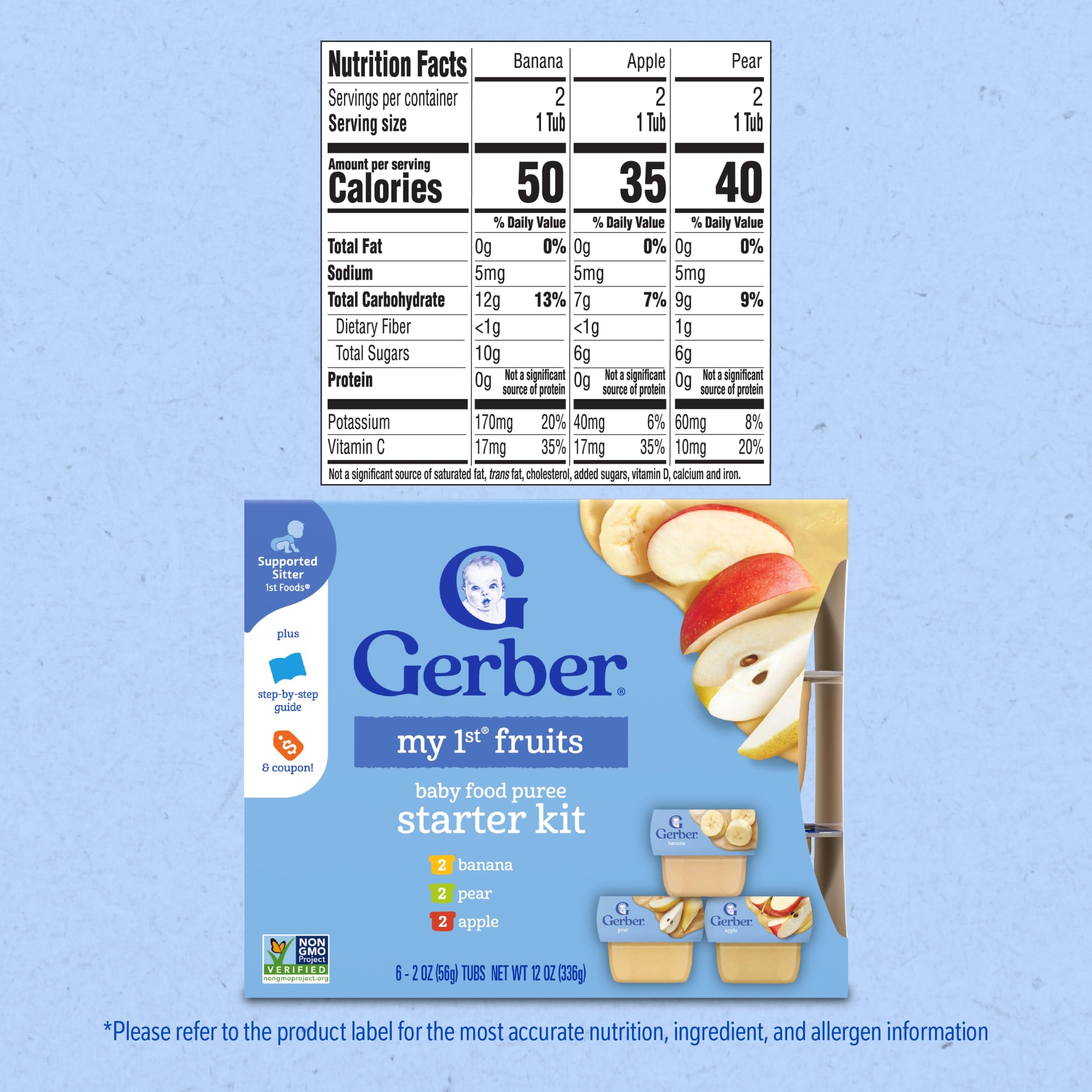 Gerber My 1st Fruits pear puree tub ideal for baby snacks.