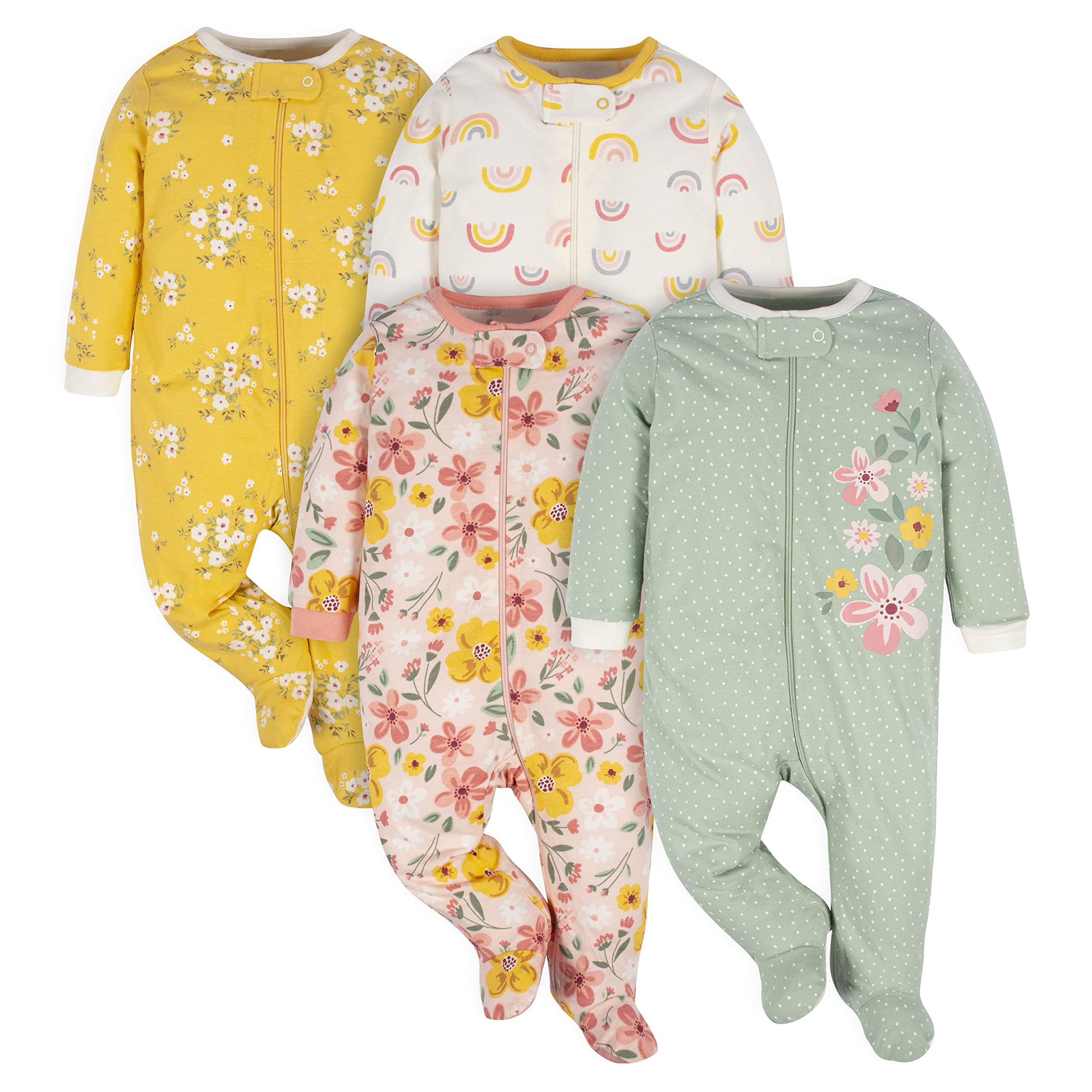 Gerber Sleep 'n Play footed pajamas with a front zipper for quick diaper changes