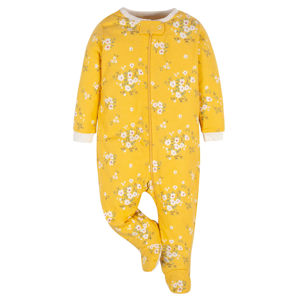Gerber four-pack of Sleep ’n Play with golden floral designs