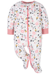 Gerber Sleep 'n Play front-zip with safety tab detail for easy diaper changes.