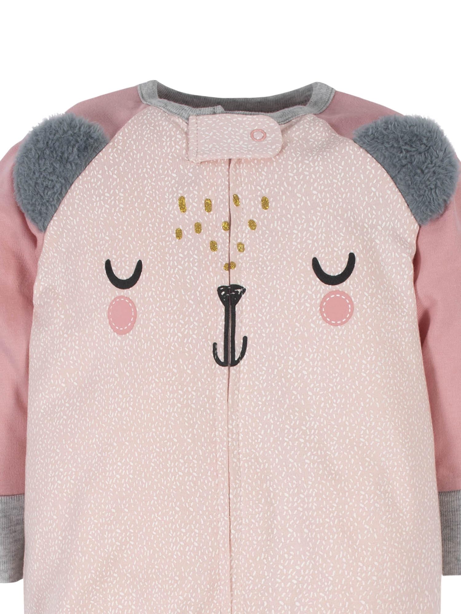 Gerber Sleep n' Play bear pink machine washable and tumble dry for easy care
