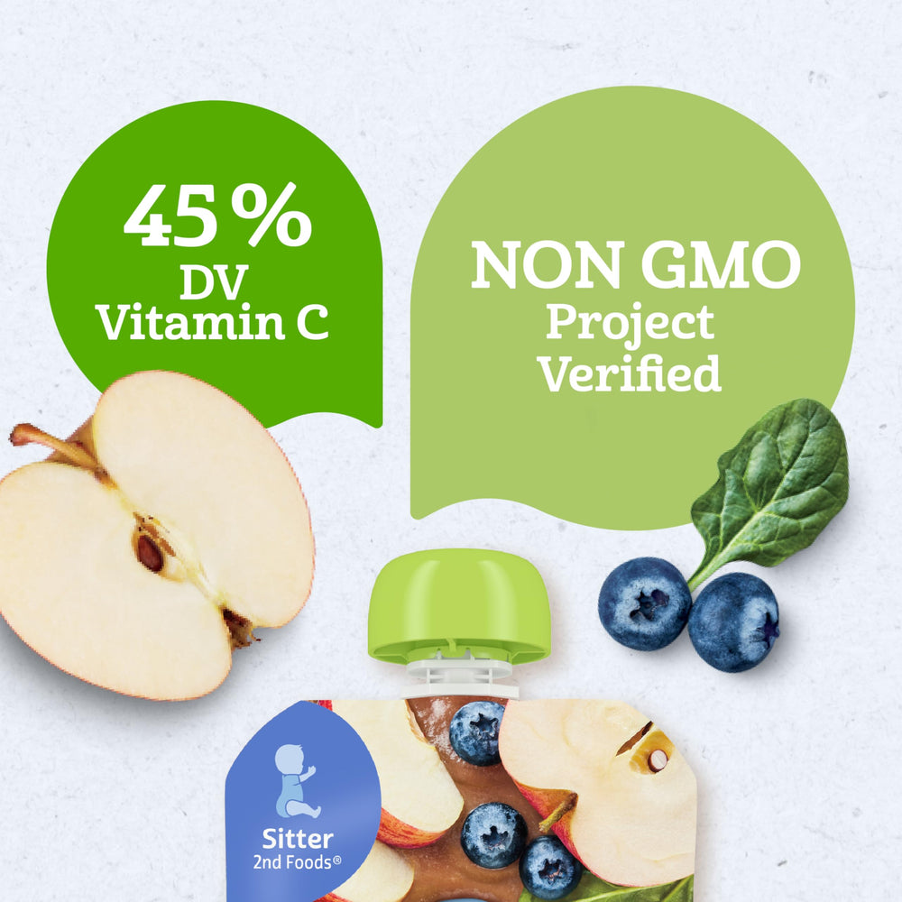 Gerber Stage 2 Apple Blueberry Spinach Puree Pouch for babies ready to explore textures