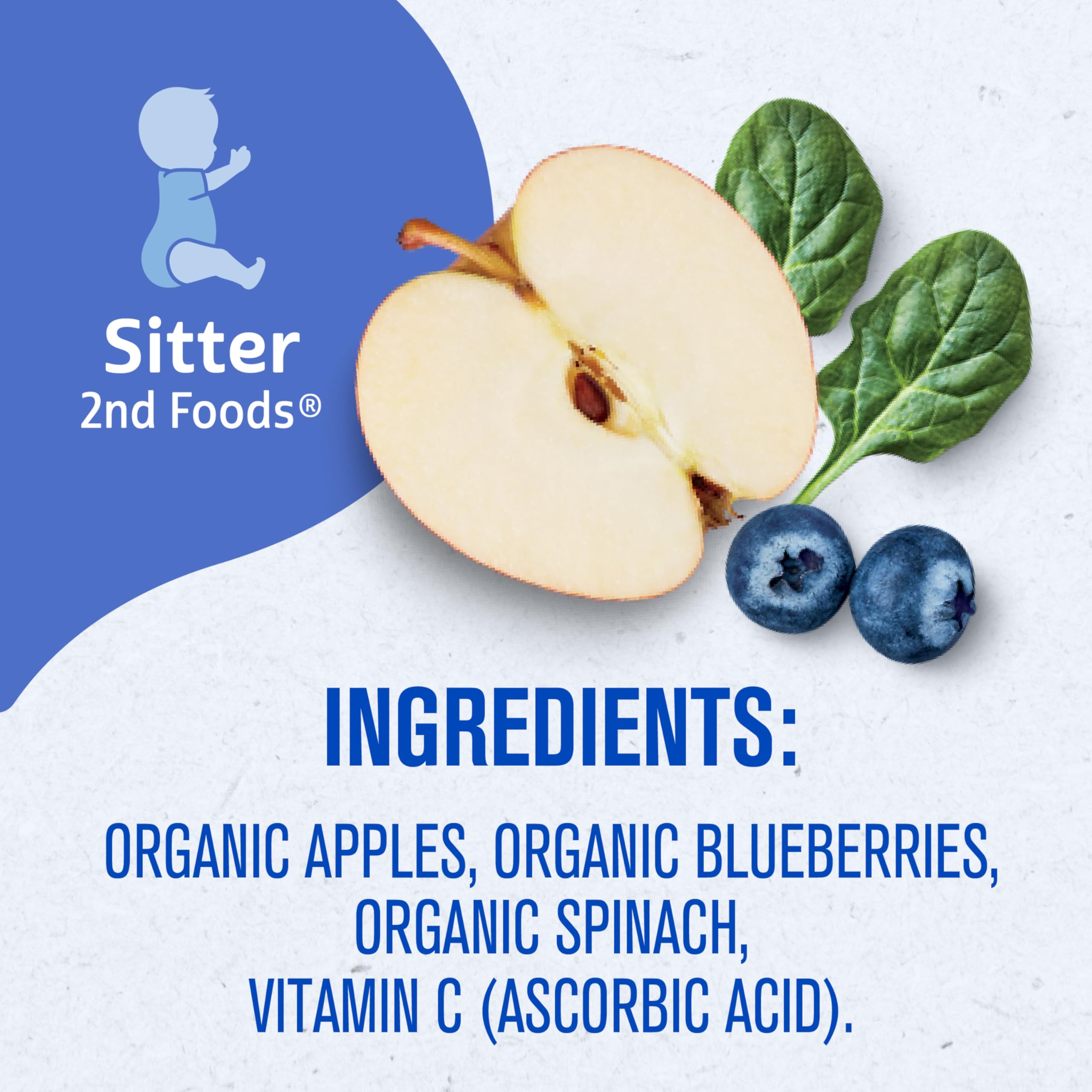 Gerber Stage 2 Apple Blueberry Spinach Puree Pouch supports quick, mess-minimizing meals