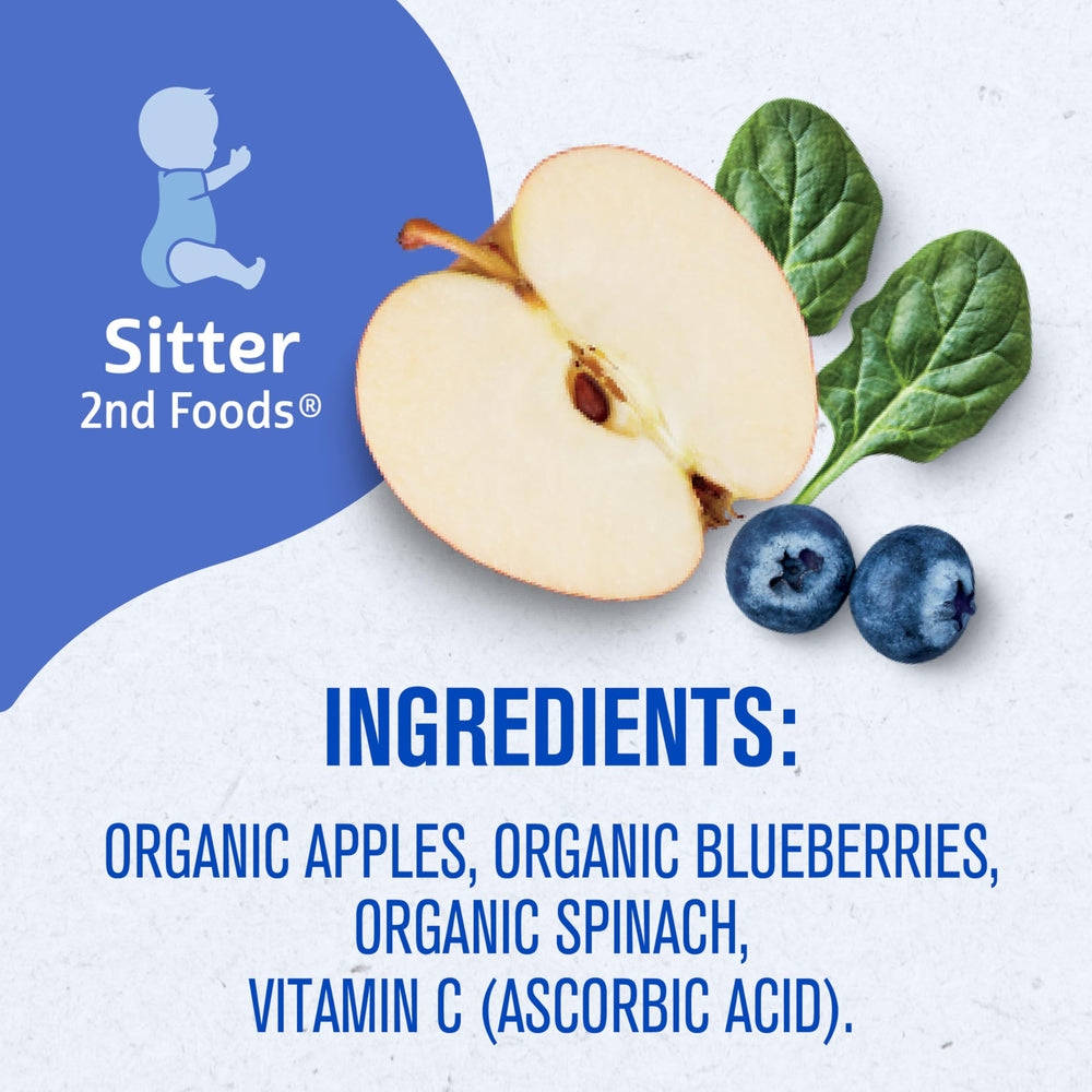 Gerber Stage 2 Apple Blueberry Spinach Puree Pouch supports quick, mess-minimizing meals