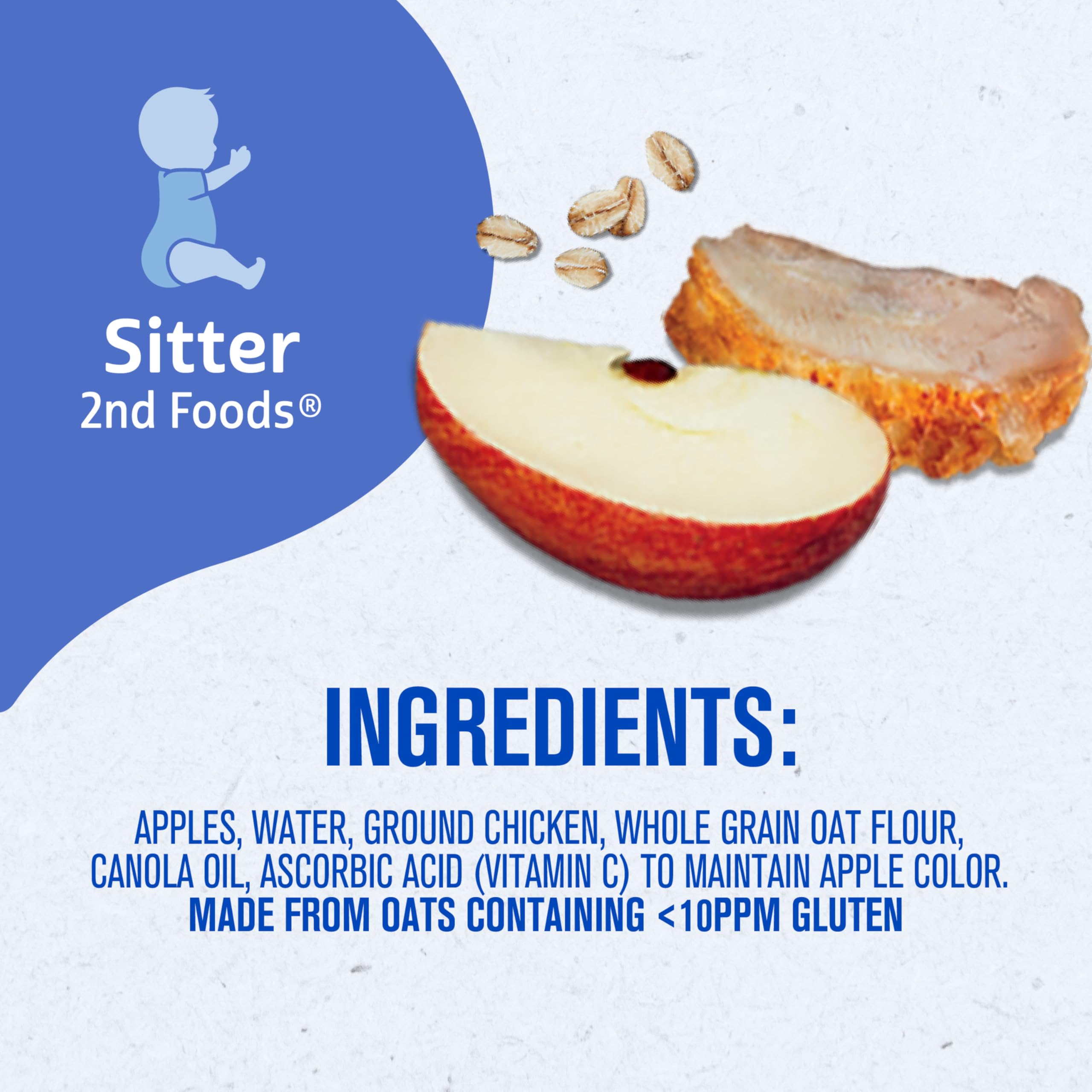 Gerber Stage 2 Apple Chicken Dinner tub USDA inspected seal.