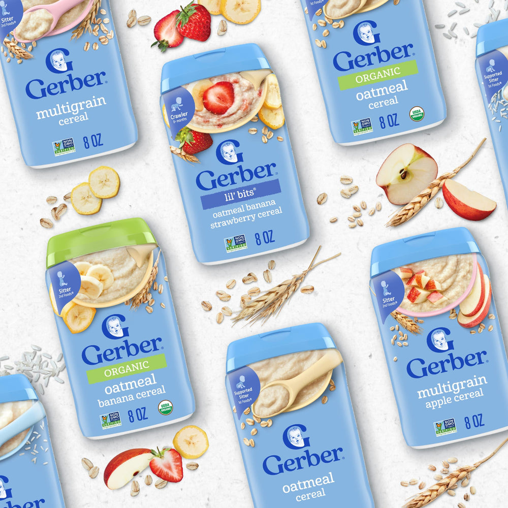 Gerber Stage 3 Baby Oatmeal Cereal nutrition facts on panel.