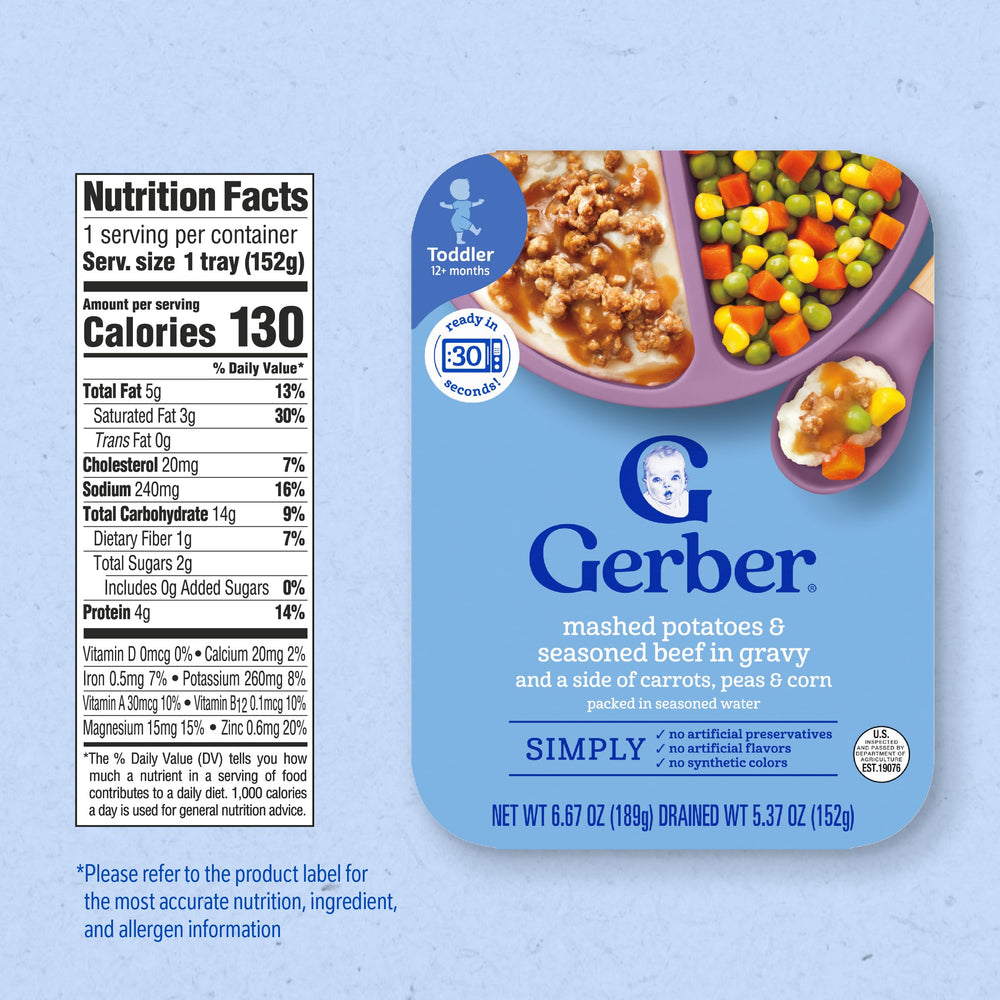Gerber Toddler Food: side of carrots, peas and corn for color and texture.