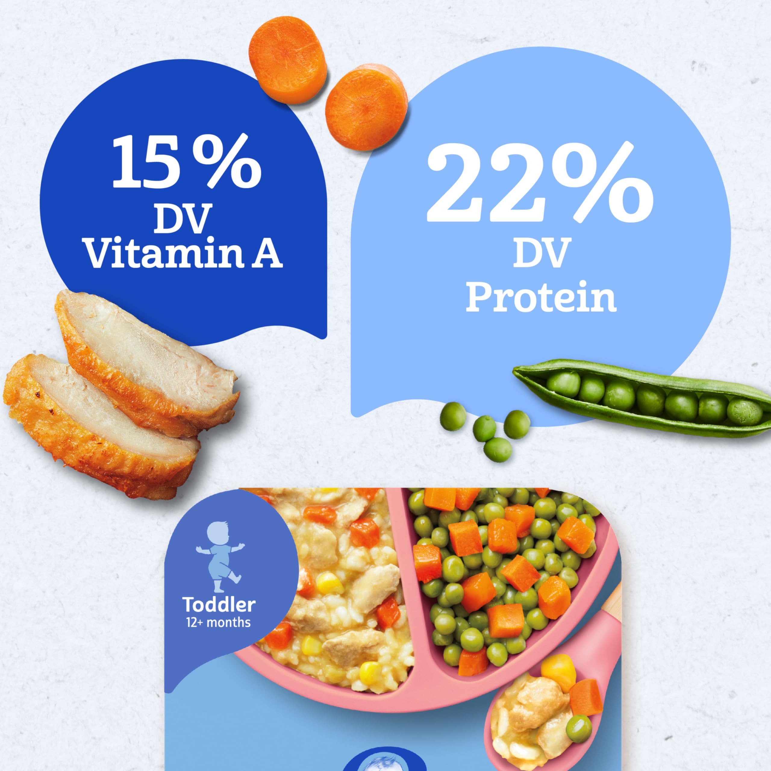 Gerber Toddler Yellow Rice & Chicken supports spoon-feeding with thick rice and sauce