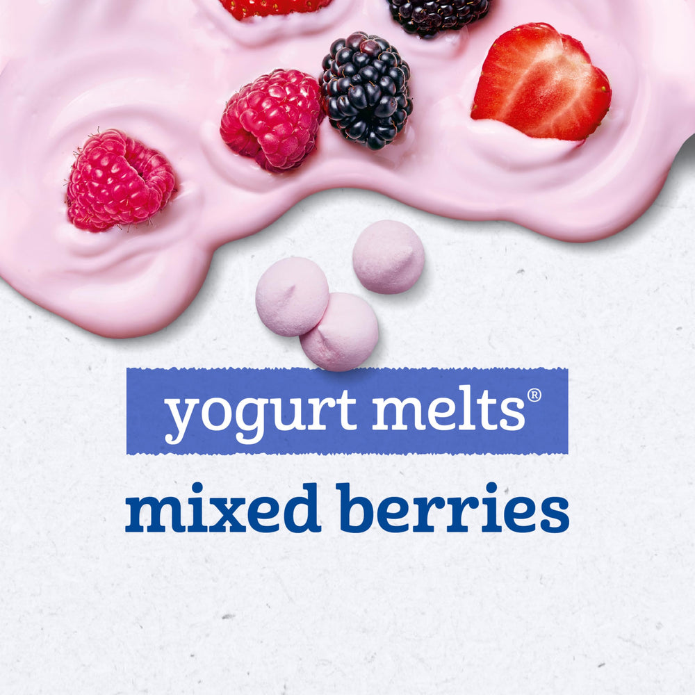 Gerber Yogurt Melts melt-in-mouth texture for self-feeding.
