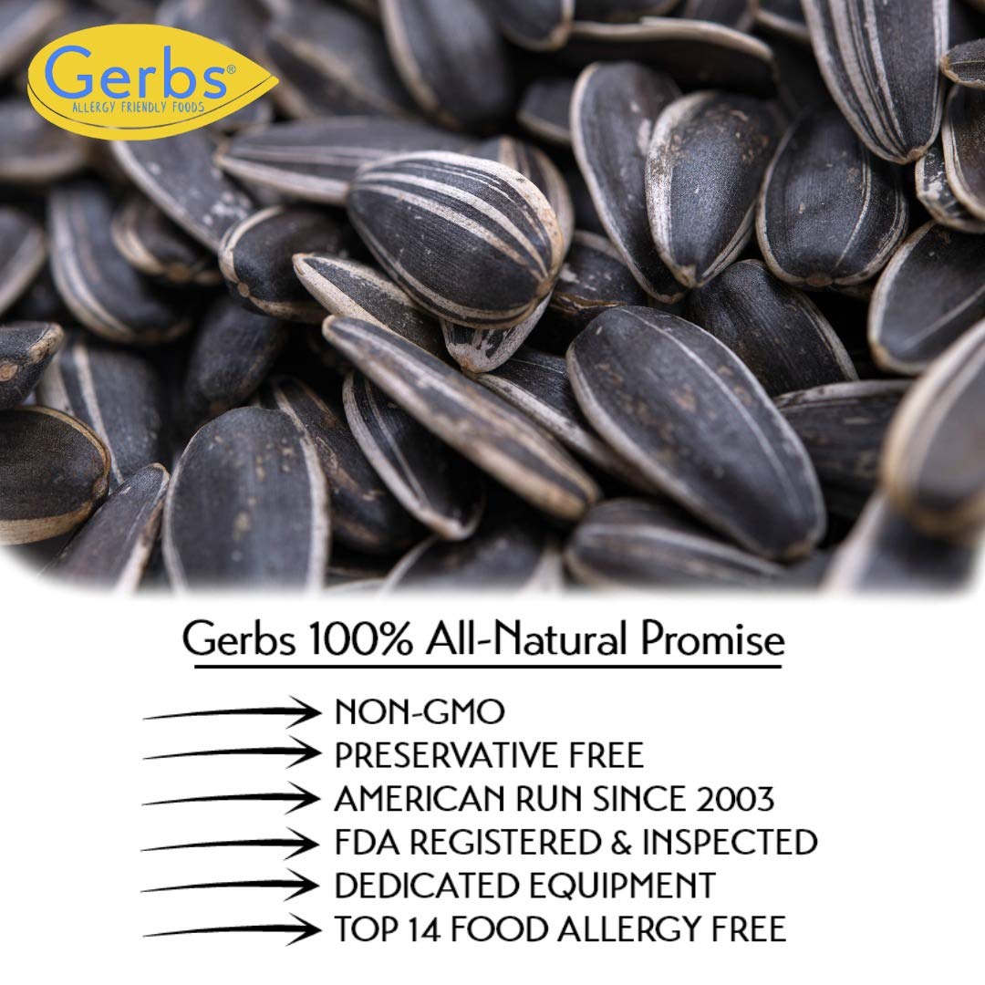 Gerbs sunflower seeds featured as a snack and ingredient for meals.