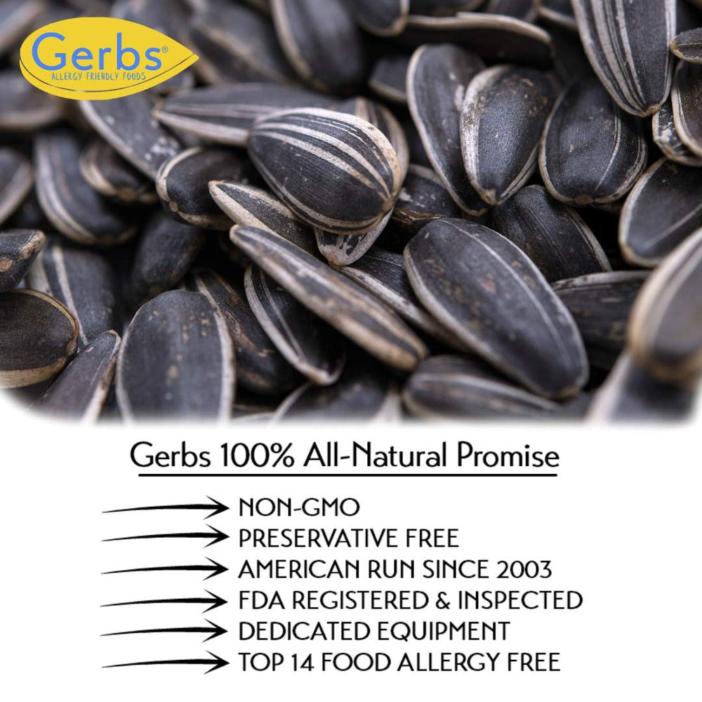 Gerbs sunflower seeds featured as a snack and ingredient for meals.