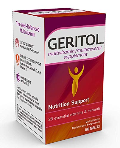 Geritol on the kitchen counter for a daily supplement ritual.