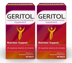 Geritol multivitamin bottle front for daily wellness support.