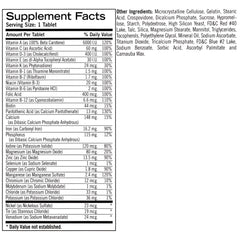 Geritol label highlights 26 essential vitamins for daily energy.