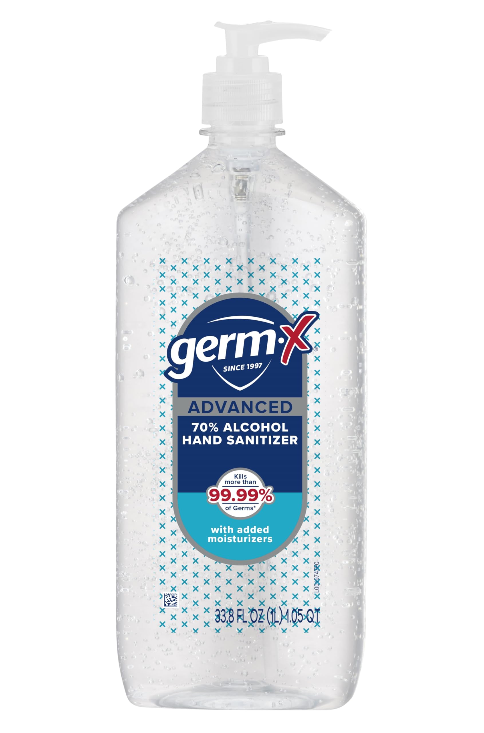 Germ-X Advanced Hand Sanitizer bottle pump for easy family use on the go.