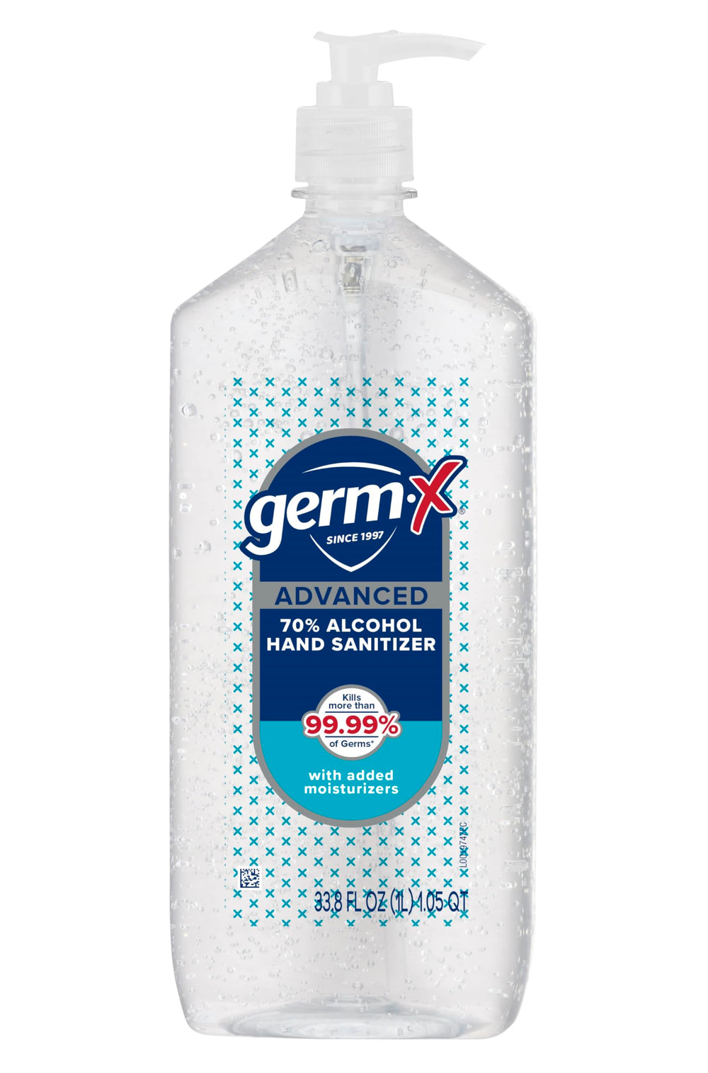 Germ-X Advanced Hand Sanitizer bottle pump for easy family use on the go.