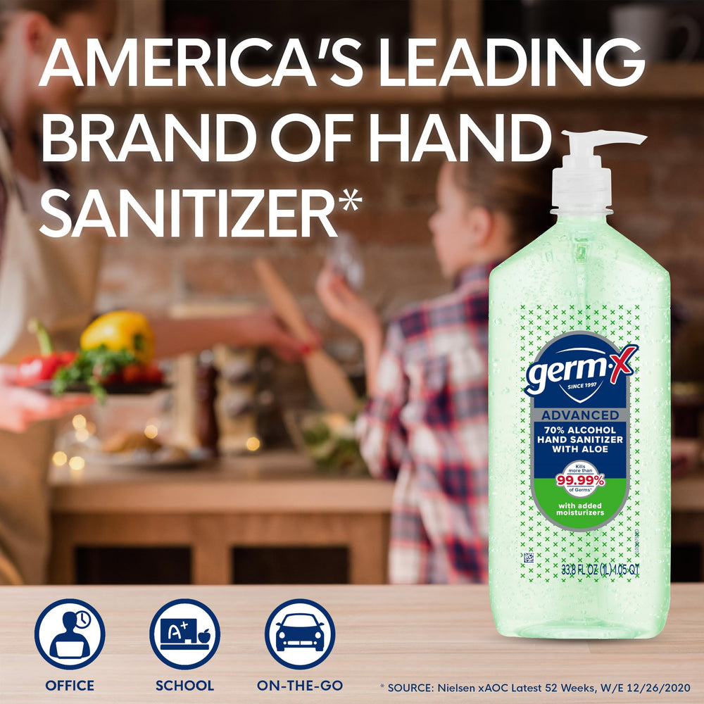 Office setup with Germ-X sanitizer for busy days.