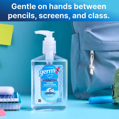 Germ-X Hydrating Hand Sanitizer pump-top for fast, one-handed application and moisture.