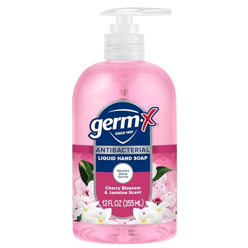 Germ-X Jasmine Cherry Blossom scent liquid soap brightens daily handwashing.