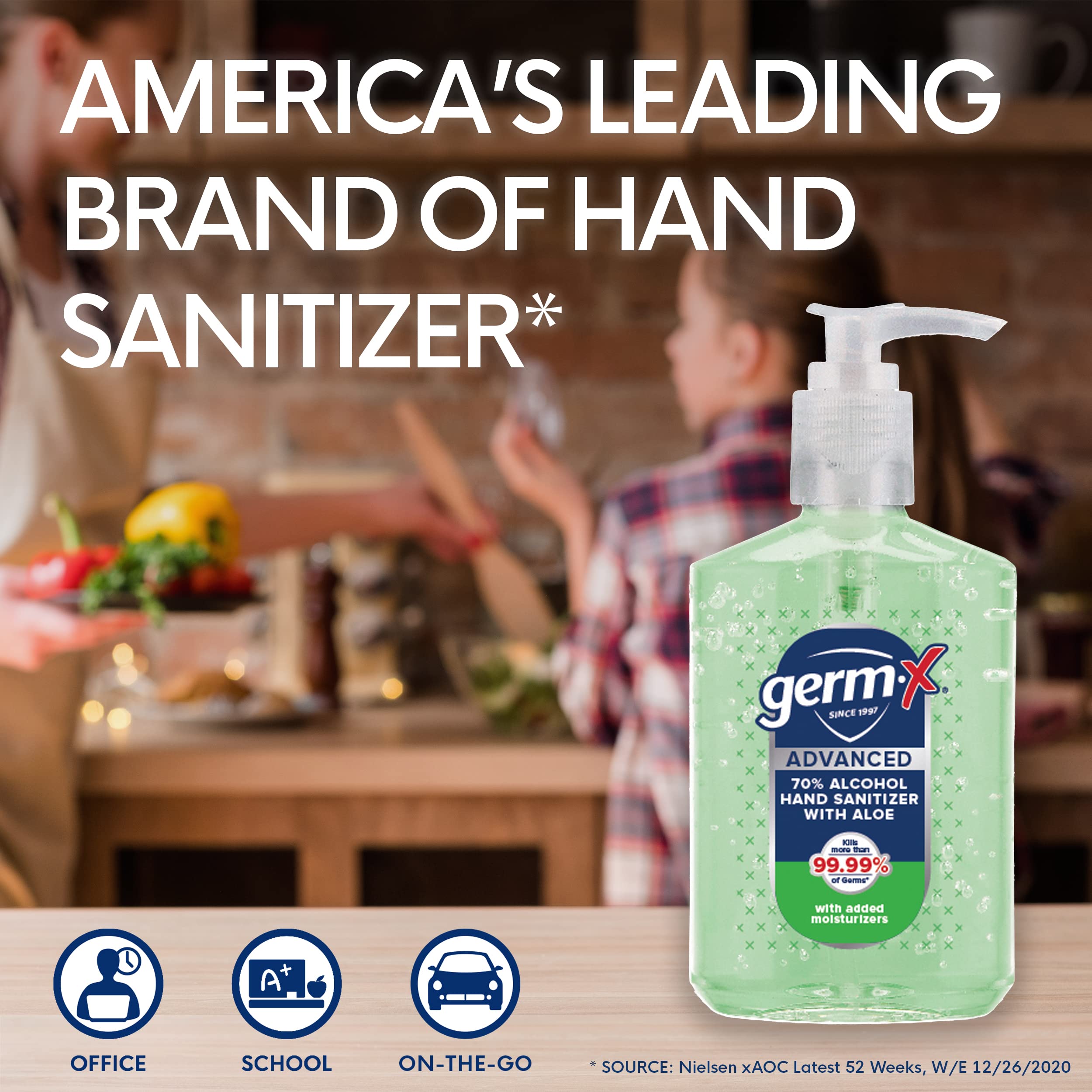 Non-drying Germ-X formula leaves hands soft after use.