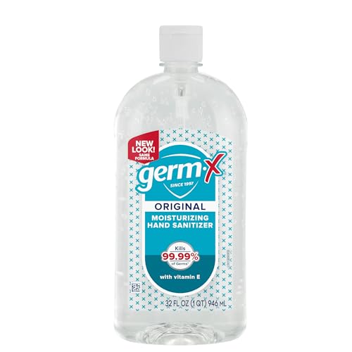 Germ-X 32 oz flip-top bottle close-up for easy one-hand use
