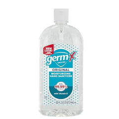 Germ-X 32 oz flip-top bottle close-up for easy one-hand use