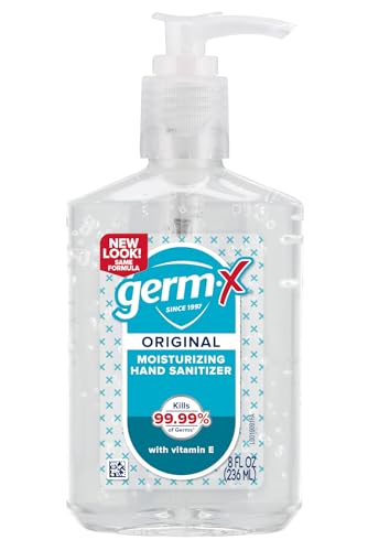 Germ-X Original 8oz pump bottle side view showing label and Vitamin E.