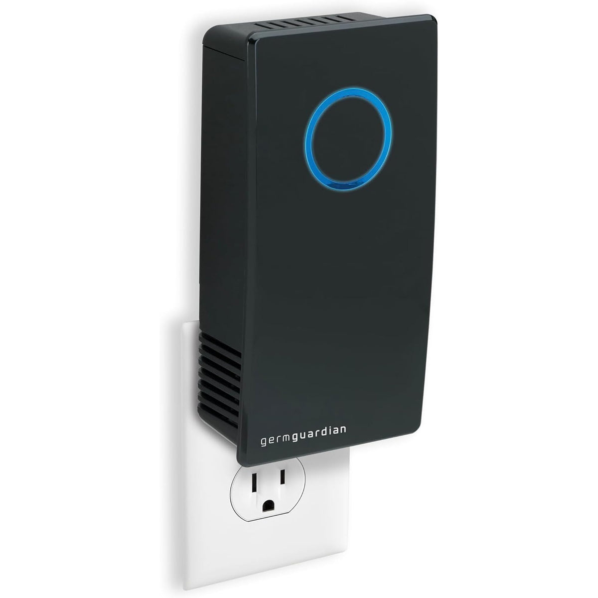 GermGuardian GG1100B pluggable air sanitizer plugged into wall outlet for small rooms