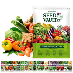 GermiGrow Seed Vault cover with 36 heirloom varieties for home gardening.