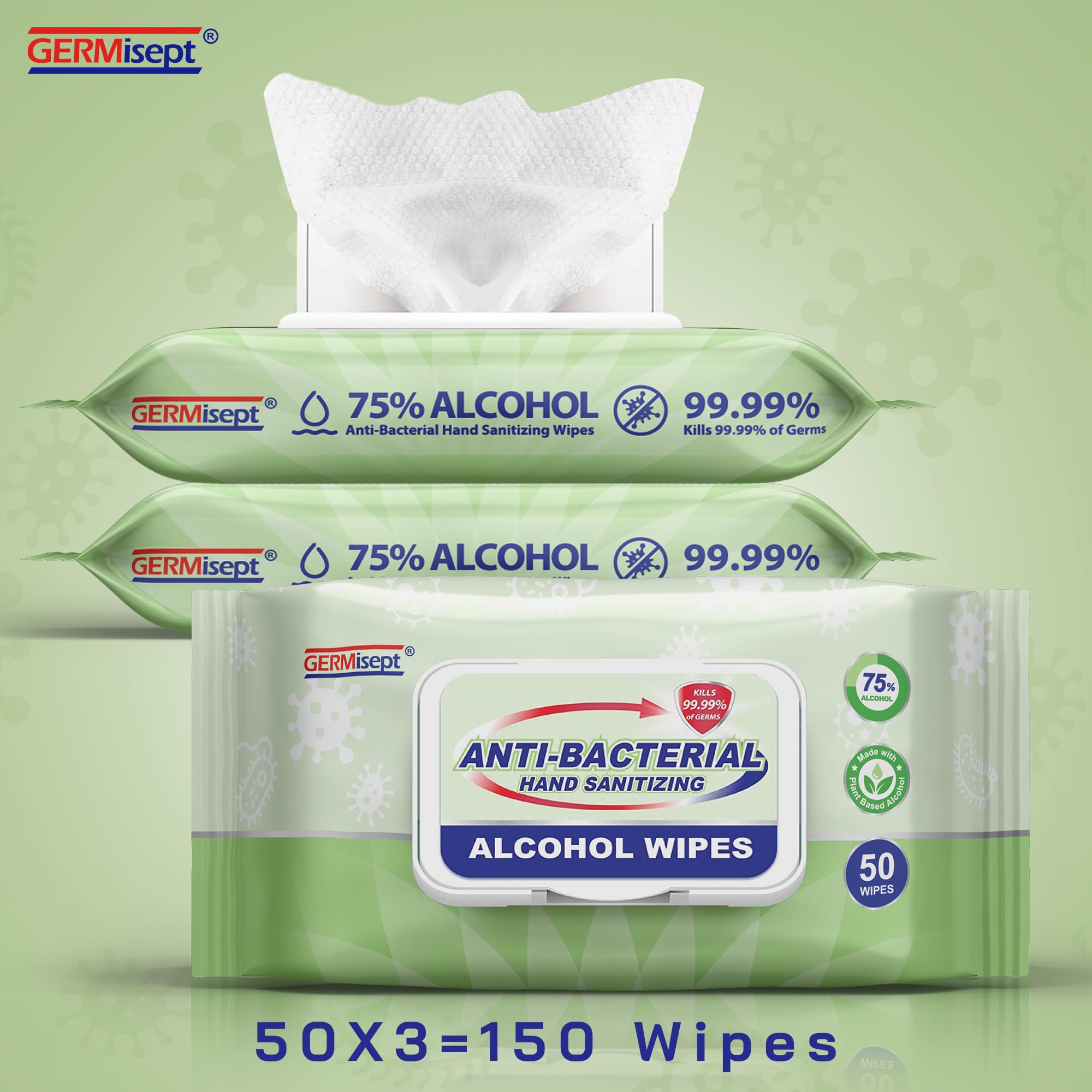 Germisept Advanced 75% Alcohol Wipes family friendly for everyday use