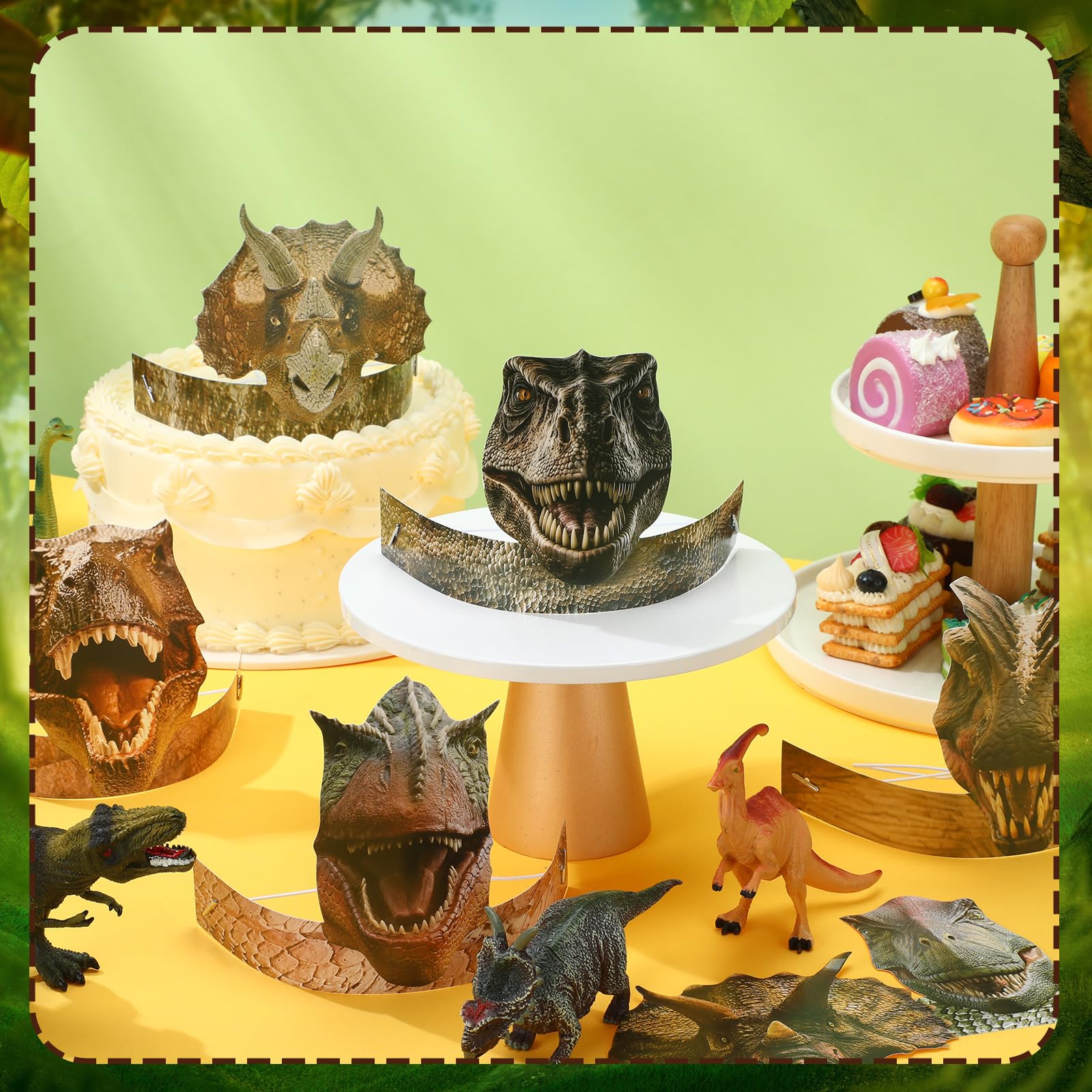 Gersoniel dino-themed party favors help create a cohesive birthday theme.
