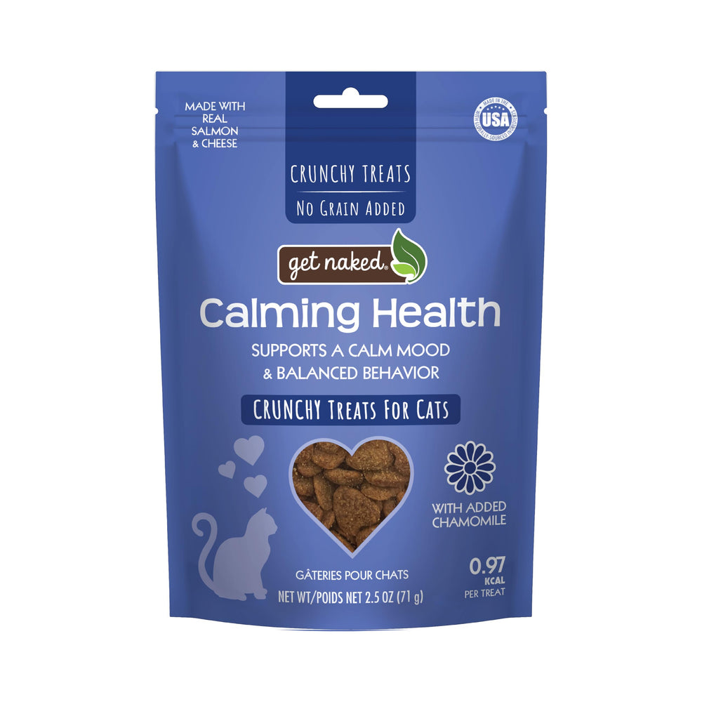 Get Naked Cat Calming Treats salmon-cheese-crunch helps anxious cats relax with a tasty calm moment