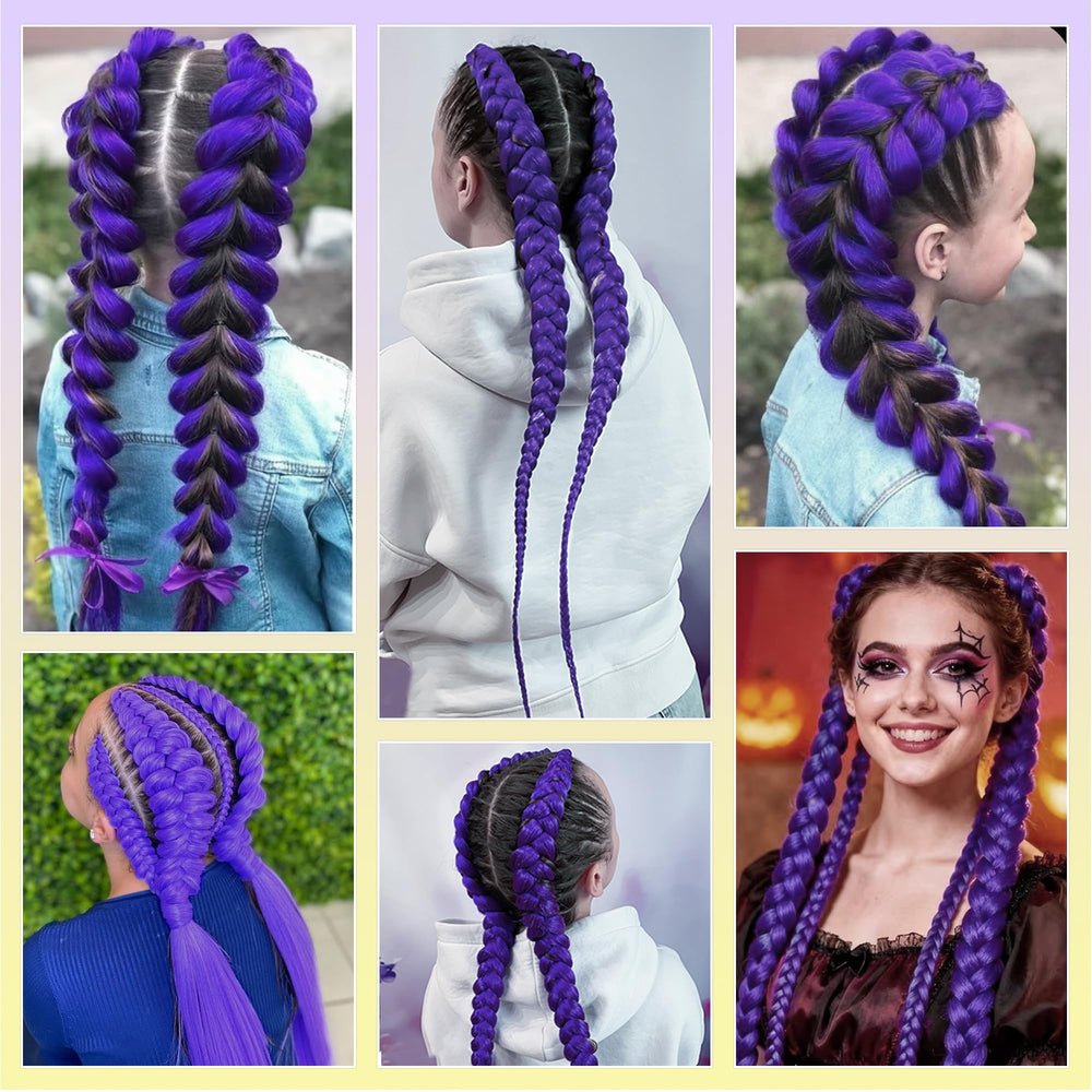 GetGal purple braids ponytail ideal for Halloween and cosplay looks.