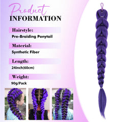 Model wearing GetGal 24-inch purple braids ponytail for bold cosplay look.