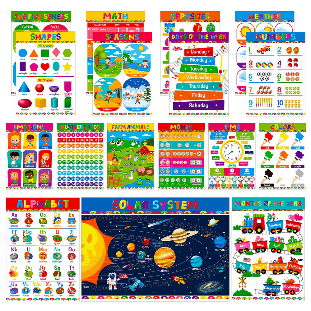 Gethelud alphabet poster with vivid graphics for early literacy.