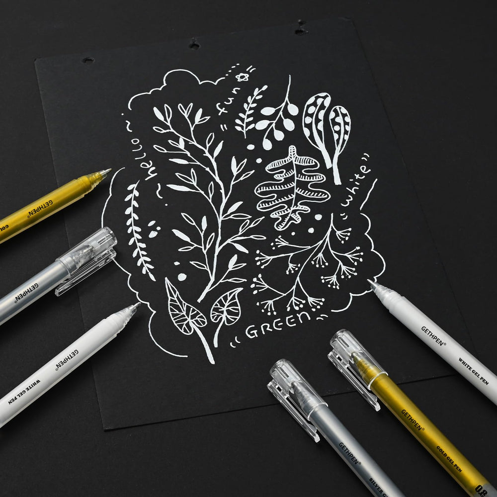 GETHPEN white ink on craft paper for bold accents.