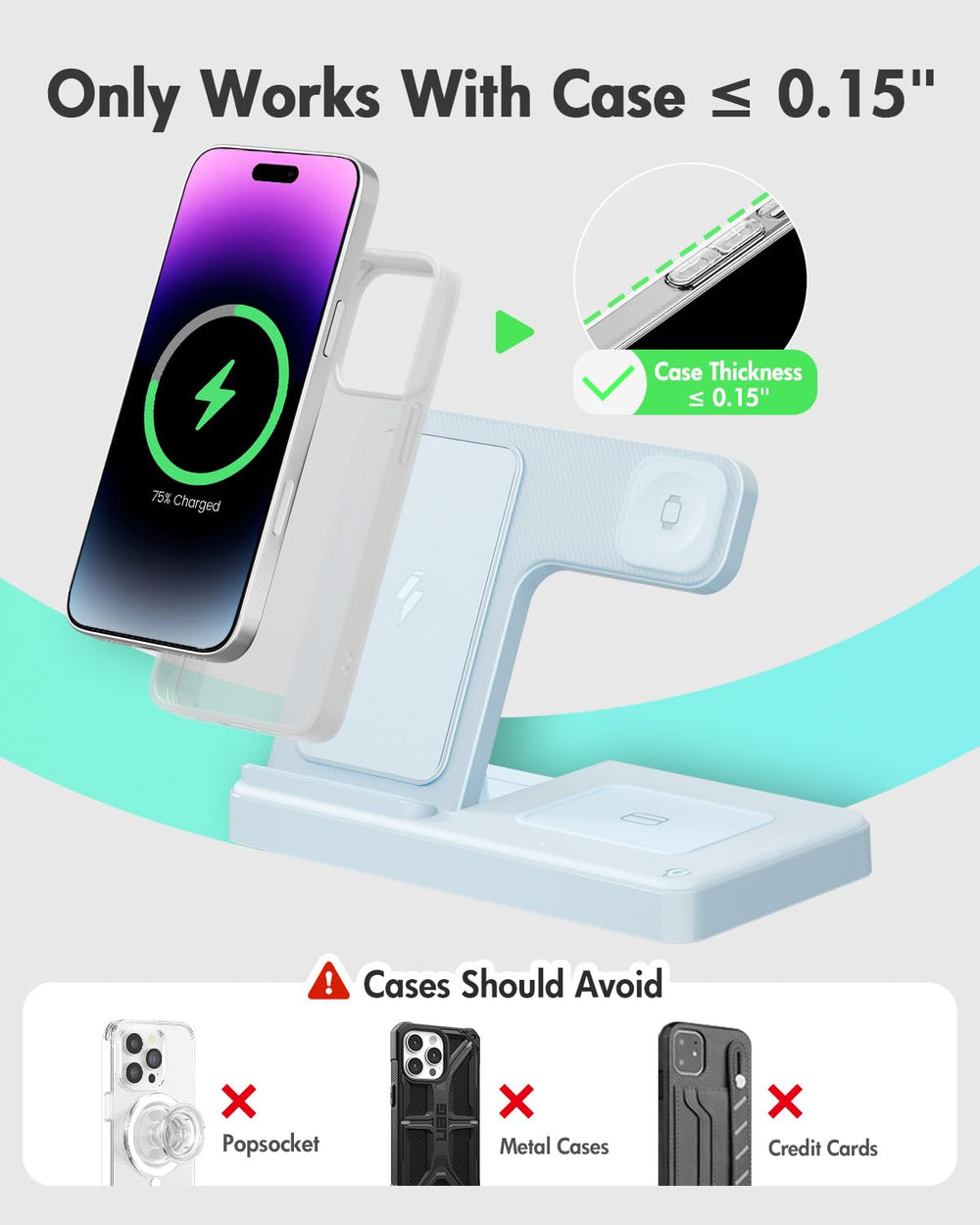 GETPALS foldable charger stand open view for travel use.