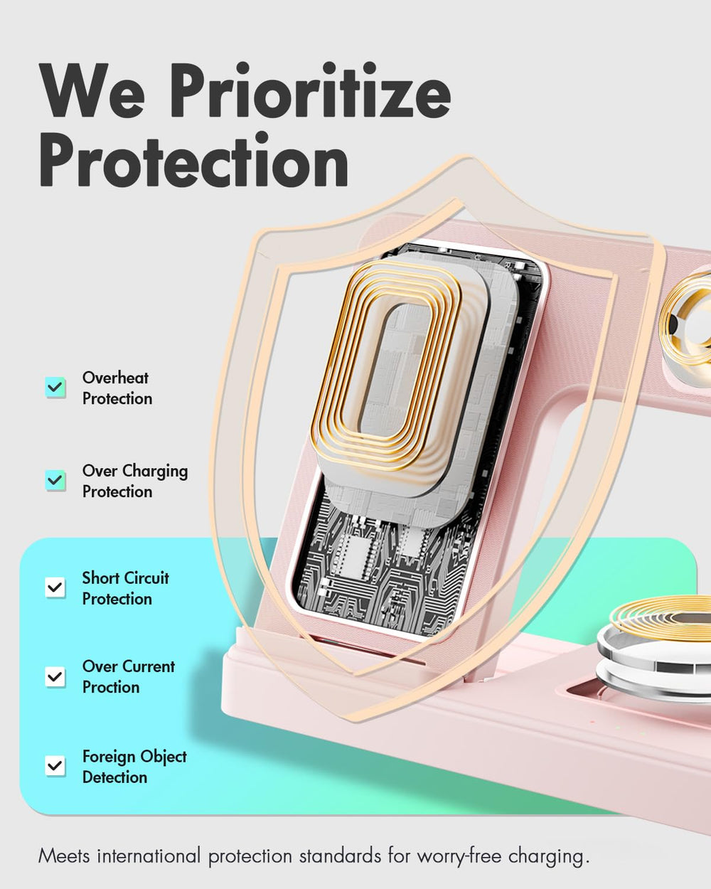 Case-friendly surface supports most cases up to 0.15 inches.