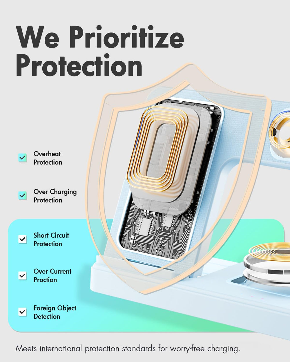 GETPALS non-slip base keeps devices steady during charging.