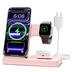 GETPALS 3-in-1 front view charger keeps iPhone, Apple Watch, and AirPods organized.