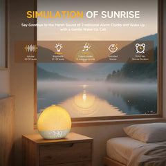 Geuuap Sunrise Alarm Clock sleep sounds collection aids relaxation and focus.